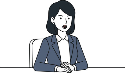 Woman in Office Discussion, Professional Concept Business Meeting, Cartoon Character Illustration