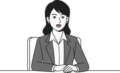 Woman in Office Discussion, Professional Concept Business Meeting, Cartoon Character Illustration