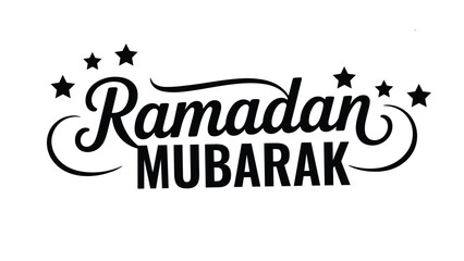Ramadan Mubarak elegant islamic calligraphy typography text with star elements isolated on white background for holy month greeting celebration and religious design © Zavivec
