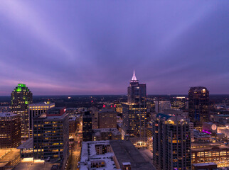 View of the downtown Raleigh North Carolina skyline at night