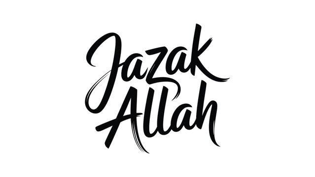 Jazak Allah elegant islamic calligraphy typography text design isolated on white background expressing gratitude faith and religious appreciation artwork