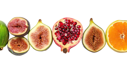 Fresh fruit selection on transparent background