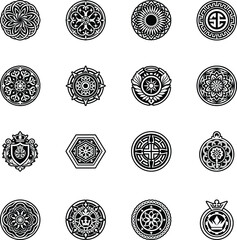 Set of Glyph Style Ancient Antique  Symbols 
