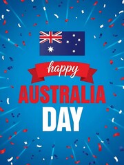 Happy australia day celebration with confetti and flag design