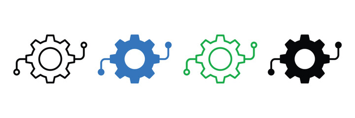 Gear icons for business and technology concepts in modern colors