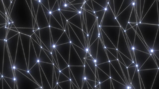 Soft glowing white nodes connected by fine lines, creating an elegant abstract grid reminiscent of digital networks and neural systems
