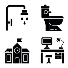 Daily Activities Icon Set Vector Design Glyph Template