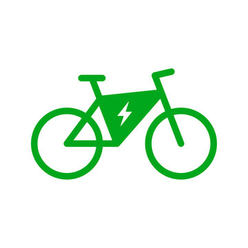 Green electric bicycle icon