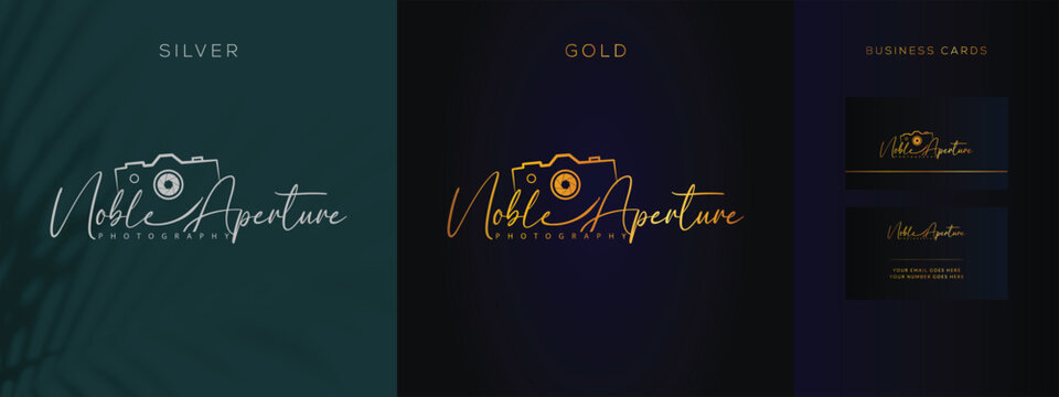 Elegant Gold Camera Logo Design for Professional Photography Branding