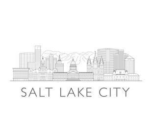 Salt Lake City Utah cityscape illustration skyline drawing