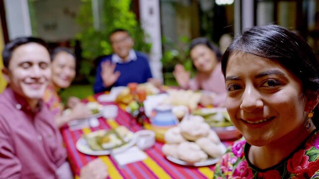 Portrait of a beautiful woman during a family celebration in the