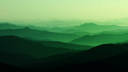 Abstract Emerald-hued mountain ranges creating a majestic scenic view, ideal for evoking a sense of calm and wonder.