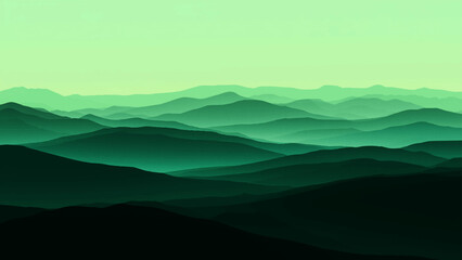 Abstract An abstract illustration depicts serene mountain range, each layer subtly fades into a refreshing hue, evoking a sense of calm and tranquility.