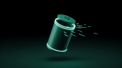 A striking visual representation of a partially disassembled battery with glowing neon green elements against a dark backdrop showcasing internal