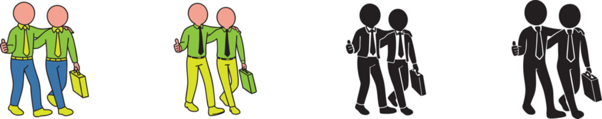 Business Partners Walking Together Icon Set