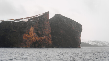 Deception Island Antarctica Cliffs Mountains Wild Landscape View From Expedition Ship. Beautiful...