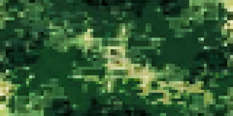 Fototapeta premium Abstract digital camouflage pattern. Seamless texture in muted greens and beige. Ideal for backgrounds, textile design, military or outdoor themes. Suggests concealment, strategy, and nature.