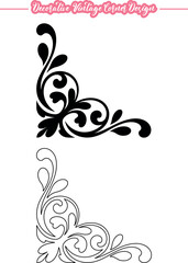 Vintage Corner Vector, Decorative Vintage Corner Vector Design, Elegant Floral Corner Ornament Illustration, Retro Style Decorative Corner Frame