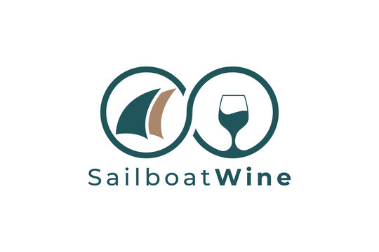 Creative Wine Bottle Sailboat Logo for Wine Bars, Coastal Wineries and Luxury Branding