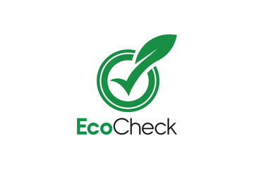 Eco check logo eco friendly green checkmark leaf logo design © Veclotus