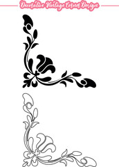 Vintage Corner Vector, Decorative Vintage Corner Vector Design, Elegant Floral Corner Ornament Illustration, Retro Style Decorative Corner Frame