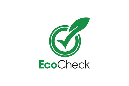 Eco check logo eco friendly green checkmark leaf logo design
