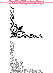 Vintage Corner Vector, Decorative Vintage Corner Vector Design, Elegant Floral Corner Ornament Illustration, Retro Style Decorative Corner Frame