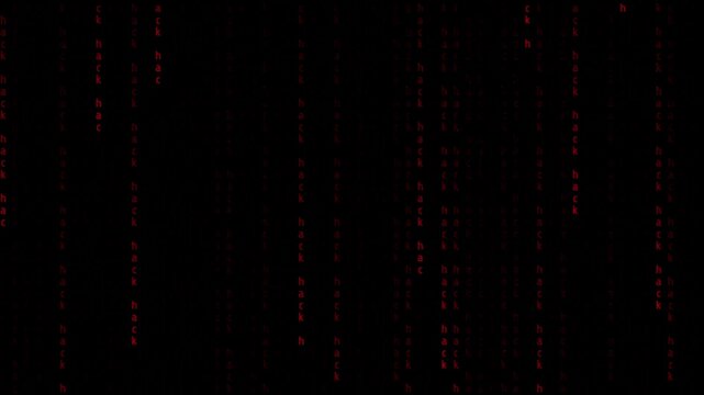 Abstract Digital Code Falling Animation with Hack Text. Loop Video