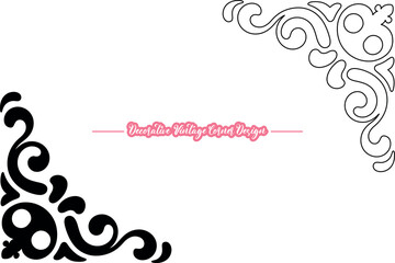 Vintage Corner Vector, Decorative Vintage Corner Vector Design, Elegant Floral Corner Ornament Illustration, Retro Style Decorative Corner Frame