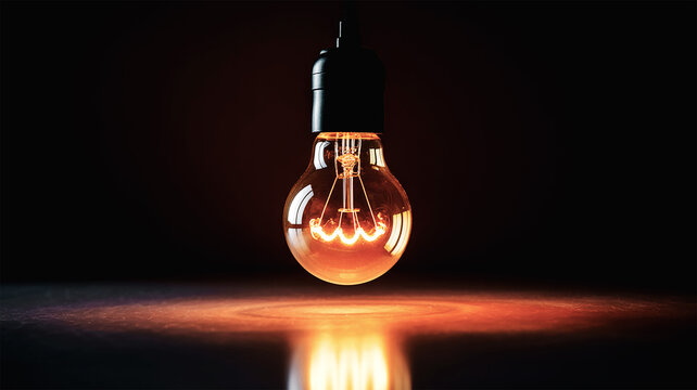 Glowing vintage light bulb on dark background representing idea, creativity, innovation and inspiration concept - Powered by Adobe