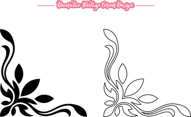 Vintage Corner Vector, Decorative Vintage Corner Vector Design, Elegant Floral Corner Ornament Illustration, Retro Style Decorative Corner Frame