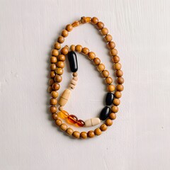 Beautiful wooden bead necklace with unique design elements