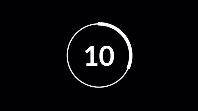 15 second countdown animation in fifteen second on a transparent background ,fifteen second countdown timer from 15 to 0 in two digit in 4k .