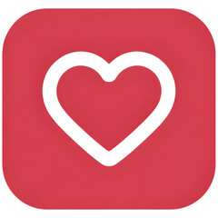 Red Heart Symbol with White Outline in Rounded Square Frame, Bold Love Icon, Vibrant Affection Emblem on transparent background