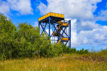 Skatu Tornis Observation Tower overlooking Ventspils Harbour on the coast of the Baltic Sea in...
