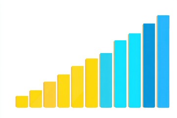 Colorful Bar Chart Representing Growth Trends in Yellow and Blue.