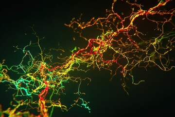 Vibrant Electric Neural Network Energy Flow in Glowing Abstract Art.