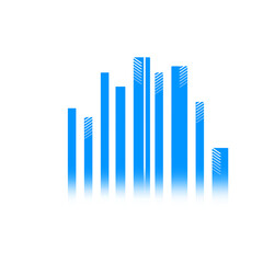 Abstract Business Growth Bar Chart with Upward Trending arrows concept isolated on plain white background, ready to copy and paste