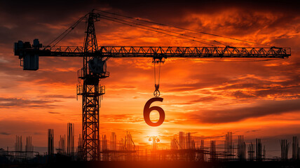 Crane gently lowers number six in a stunning sunset backdrop