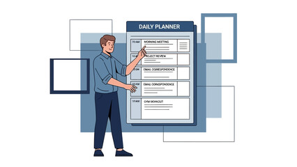 Man Planning Daily Schedule Calendar Organizer Task Management Business Concept