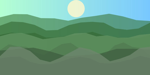 Serene mountain landscape under full moon © Rahana 