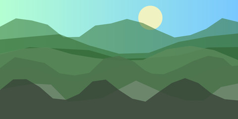 Serene mountain landscape under moonlight © Rahana 