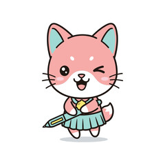 Obraz premium Cute Cartoon Cat Character Illustration