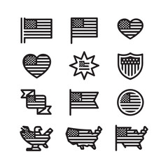 American flag elements set vector illustration featuring patriotic symbols emblems designs showcasing american pride tradition independence unity and national identity celebration