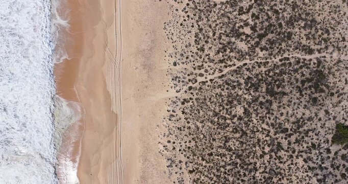 Aerial Drone Shot of Expansive Atlantic Coastline and Sandy Beach Near Comporta
