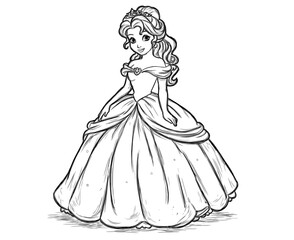 Fototapeta premium Coloring for children and adults, fairy princess.