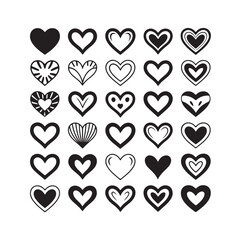 Heart shapes vector collection love symbol romantic valentine s day decorative design elements icon set graphic amour outline emotion amour