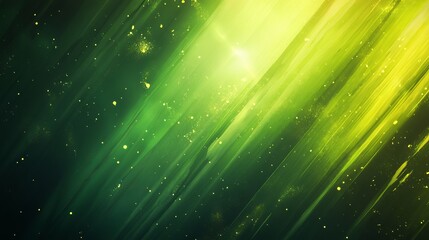A vibrant green and yellow abstract background with streaks of light and specks of glitter