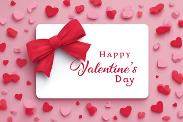 Decorative Gift Card Design Template in White with Red Bow