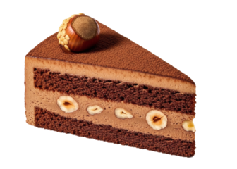 A delectable slice of chocolate hazelnut cake beautifully presented and tempting